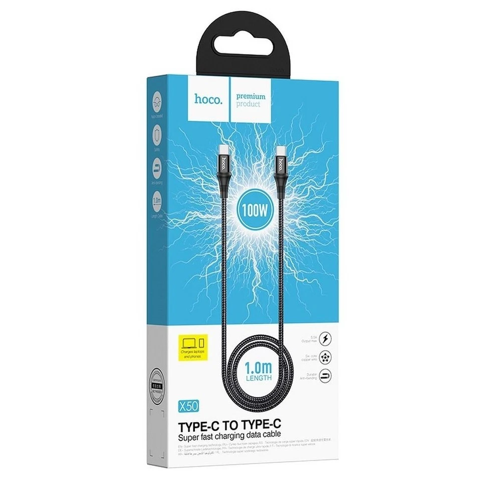 Hoco Cavo Usb-c Fast Charge 1m Fino 100w Black Per Huawei Nova 8 International 9 - Immagine 1 di 4