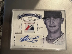 2012 National Treasures Martin Perez /6 Jersey Auto Rookie Rangers Magestic Logo - Picture 1 of 2