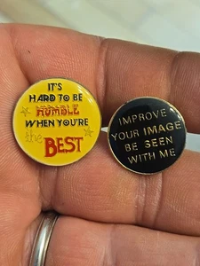 2 Funny Pin Back Pins Vintage - Picture 1 of 4