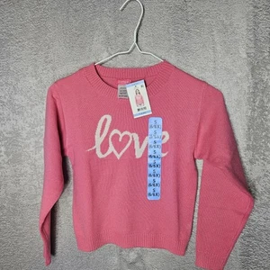 Zunie Girl Pullover Long Sleeve Graphic Sweater Love Girls Size S 6/6X Pink - Picture 1 of 7