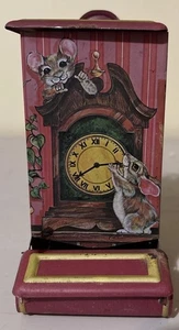 Vintage Zinn Streichholz Halter Litho Mäuse & Uhr Design Jasco Hongkong 6,25" - Bild 1 von 10