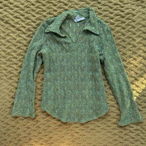 Vintage 90s Express Collared Sweater Green Mesh Knitted Compagnie Internationale - Bild 1 von 5