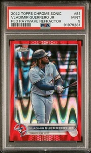 2022 Topps Chrome Sonic VLADIMIR GUERRER JR Red Raywave Refractor PSA 9 # /5 🔥 - Picture 1 of 3