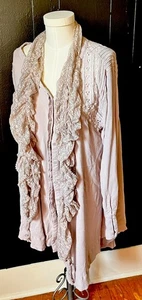 Free People Dusty Lavender Spitzenkleid Tunika Bluse gratis passender Schal - Bild 1 von 10