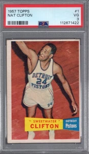 1957 Topps #1 NAT SWEETWATER CLIFTON (RC) PSA 3 VG Detroit KOLBEN keine Knicke - Bild 1 von 2