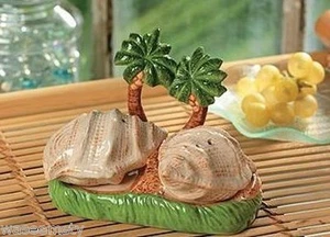 Tropical Nautical Seashell Shell Palm Tree Salt & Pepper Shakers Set Decor - Picture 1 of 1