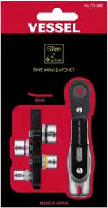 VESSEL RATCHET DRIVER "FINE MINI RATCHET" (BEND - 4 SOCKETS SET) TD-26B From JP - Picture 1 of 6