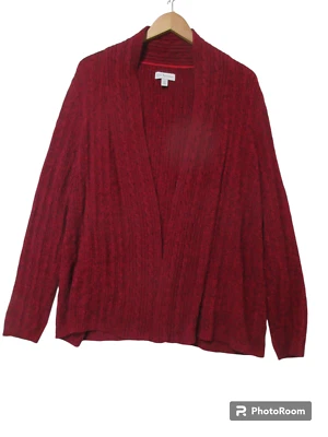 Размер XL KIM ROGERS кабель трикотажа универсальный красный открытый передний кардиган свитер Рождество - Изображение 1 из 4