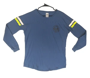 PINK Victoria's Secret Long Sleeve Graphic Striped Open Back T-Shirt Size Small - Picture 1 of 10