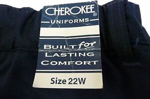 Cherokee Uniform Pants 22 Women's Navy Work Button Zipper Front Bottoms New