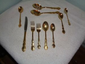 64pc- Gold/Silver Silverware Stainless Made In Korea Service For 12