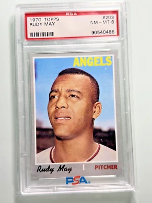 1970 Topps #203 Rudy May PSA 8 NM-MT - Image 1 of 2