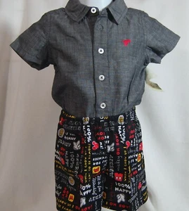 Cab Creations infant Boys Shirt bodysuit snaps on bottom with Mickey Mouse Short - Picture 1 of 1