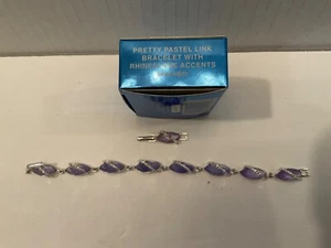 Lavendel Pastell Gliederarmband mit Strass Akzenten Silber mit extra Glied - Bild 1 von 4