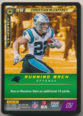 E257 CHRISTIAN McCAFFREY 2021 Panini NFL Five TCG EPIC PANTHERS SUPERSTAR - Image 1 of 2