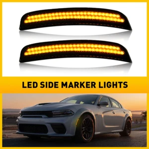 Fit for 2015-2022 Dodge Charger Front Amber LED Side Bumper Marker Smoked Lens - Picture 1 of 12
