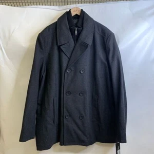 KENNETH COLE Wool-Blend Double-Breasted Peacoat Mens Size 3XL Charcoal - Picture 1 of 5