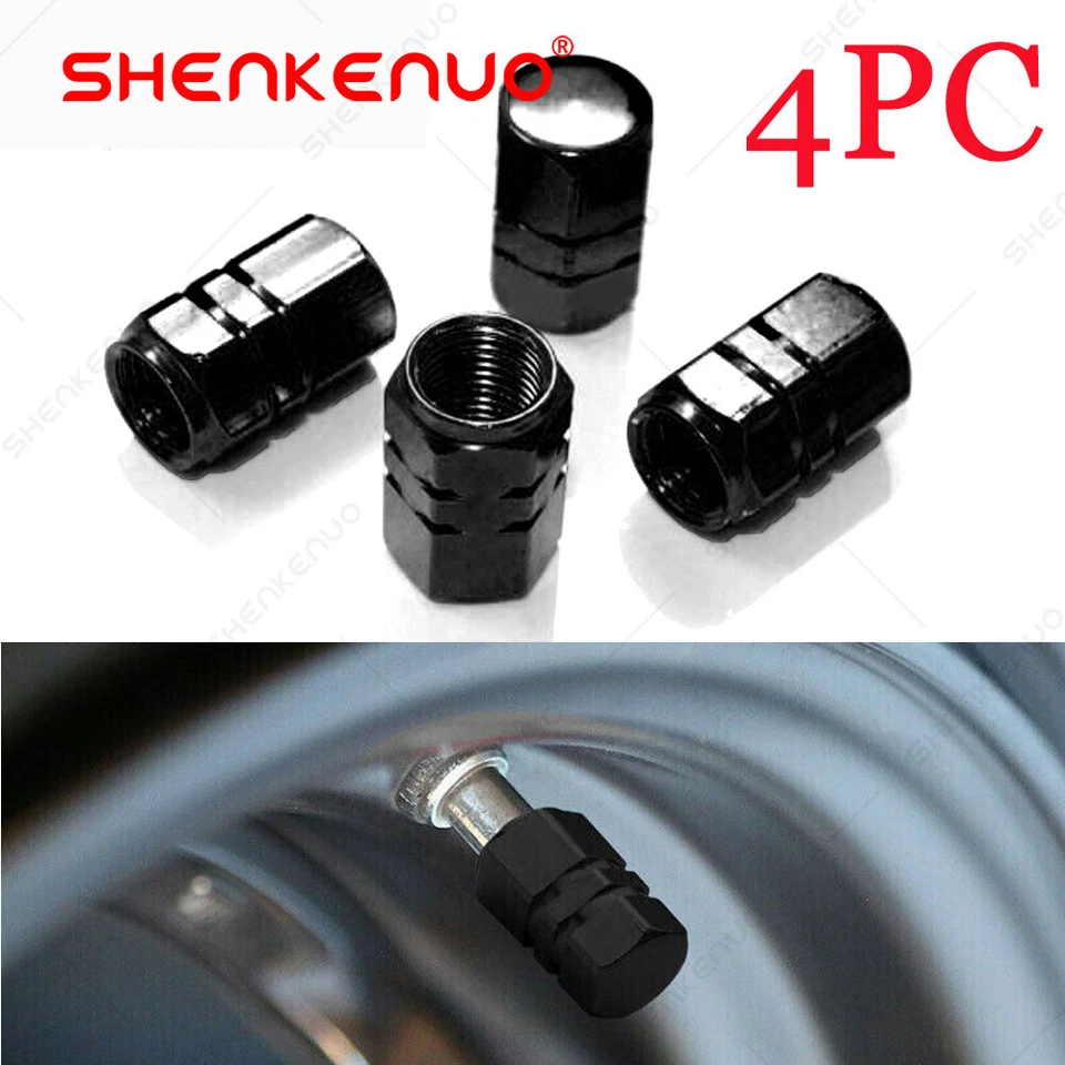1 Set of BLACK Tire Valve Stem Caps For Car, Truck Standard Fitting US Stock - Image 1 of 4