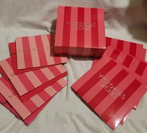 Lot Of 7 Victoria's Secret Pink Striped Gift Box Boxes 7.25" x 7.25" x 3" New - Picture 1 of 6
