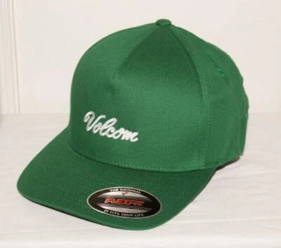 Volcom Flexfit Stretch Fitted Green Baseball Hat Cap NWT Westfielder Script *4Z - Image 1 of 4