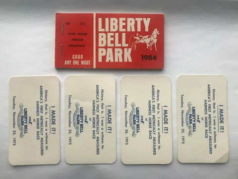 Liberty Bell Park Club House Admission Ticket Book / Metrically Rice Cards (4) Cover