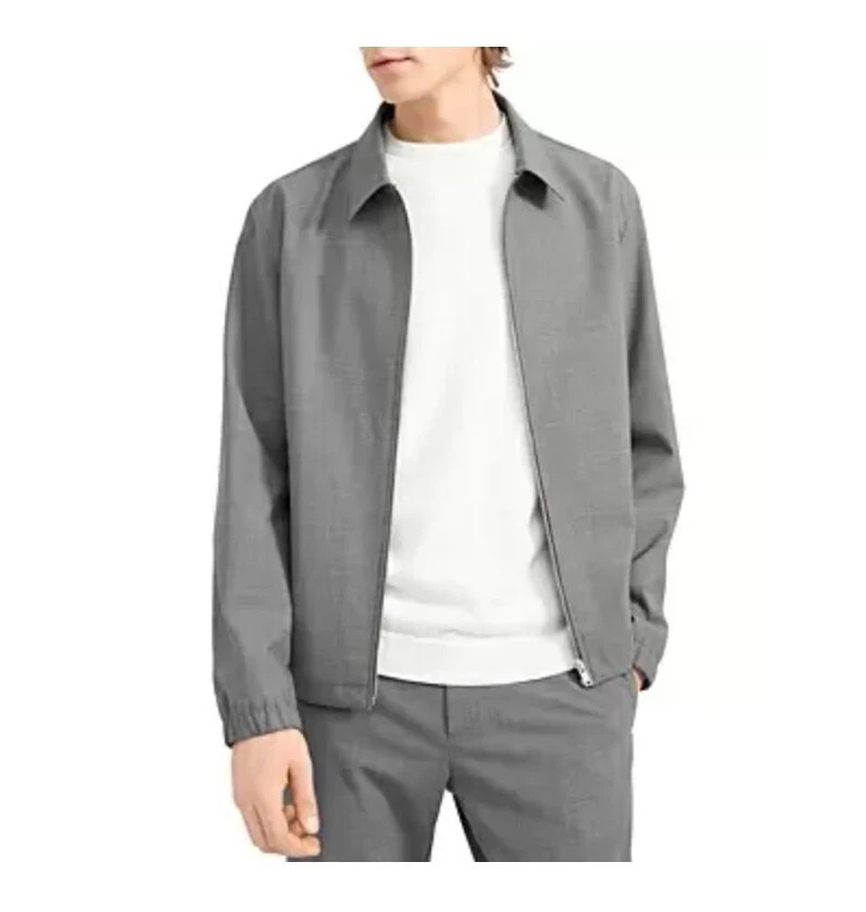 Theory Men Brody Stretch Wool Bomber Jacket Charcoal Size L 0830 - Image 1 of 1