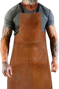 Welding Work Apron with 6 Tool Pockets, Heat & Flame Resistant Apron, 24" x 36", - Picture 1 of 12