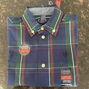 NWT Ralph Lauren Chaps Boy’s Button Down Dress Shirt XXS 4-5 Blue Green Plaid - Picture 1 of 8