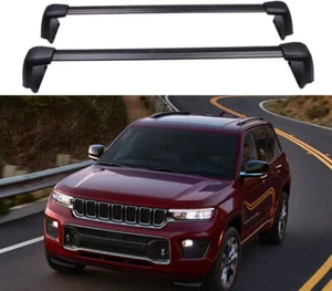 2PCS Black Aluminum Cross Bar Cargo Rack Fits for Jeep Grand Cherokee 2022 2023+ - Picture 1 of 5