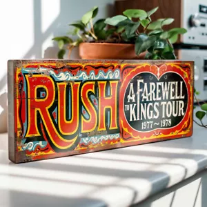 Rush A Farewell to Kings Sign Retro Wood Rock Concert Tour Handmade Plaque - Picture 1 of 4