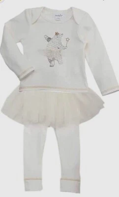 Mud Pie Baby  Girls Tutu Bear 2 piece set 9-12 month Ivory NEW W/ Tags - Image 1 of 4