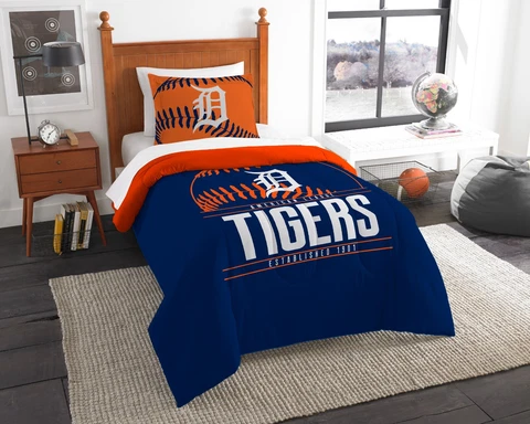Detroit Tigers Bedding Twin Comforter & Sham Set "Grand Slam” OFFICIAL MLB Cover