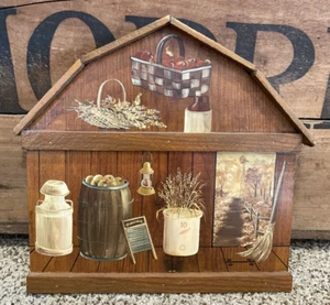 Vintage handbemalt primitive Kunst rot Flügel Topf Korb Besen Waschbrett Fass  - Bild 1 von 9