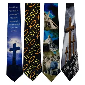 Pack of 4 Steven Harris Christian Jesus Necktie Religious Neck Tie Design 5 - Picture 1 of 1
