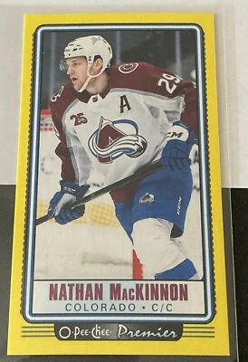  2021-22 O-Pee-Chee Premier Tallboy NATHAN MACKINNON YELLOW BORDER P-4 - Image 1 of 2