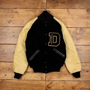 Chaqueta Universitaria Neff Vintage M Años 90 Cosmetología Letterman Negra - Imagen 1 de 9