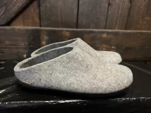 Glerups Slip On Gray Wool Slipper With Black Rubber Bottom - EU Size 47 - Picture 1 of 5