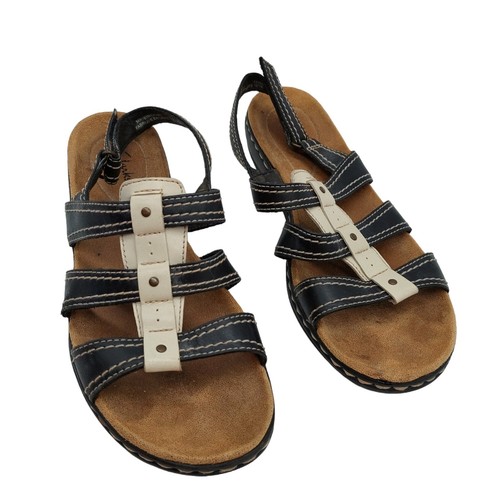 Clarks Collection Nero Beige Pelle Sandali Slingback Scarpe Donna 9 M