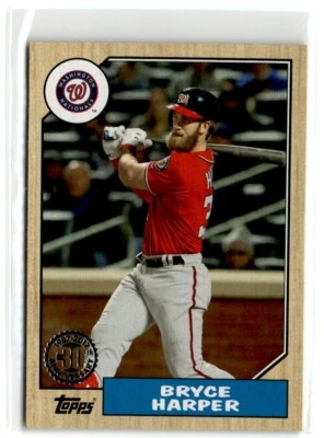 2017 Topps Bryce Harper 30th Anniversary 1987 Design US87-1 Phillies Nationals - Image 1 of 2