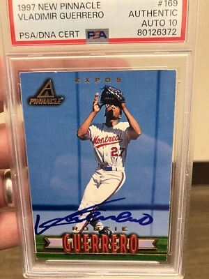 1997 New Pinnacle  #169 Vladimir Guerrero PSA 10 Autographed Card!  Sharp Auto! - Imagem 1 de 4