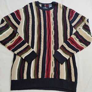 Men’s Hollister Sweater Coogi Style Cosby Textured Colorful Size Medium NWT - Picture 1 of 9