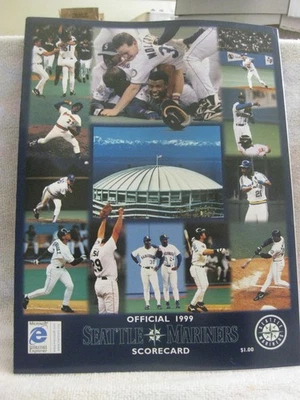 1999 Seattle Mariners Vs Texas Rangers Baseball Scorecard foldout mint unused - Image 1 of 4