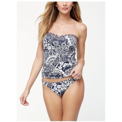 Tommy Bahama Paisley Paradise Banding Swim Top Women Large Blue Adjustable - Image 1 of 4