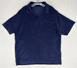 Criquet Terry Camicia in Tessuto Uomo XL Blu Manica Corta Collo Polo Tasca - Foto 1 di 9