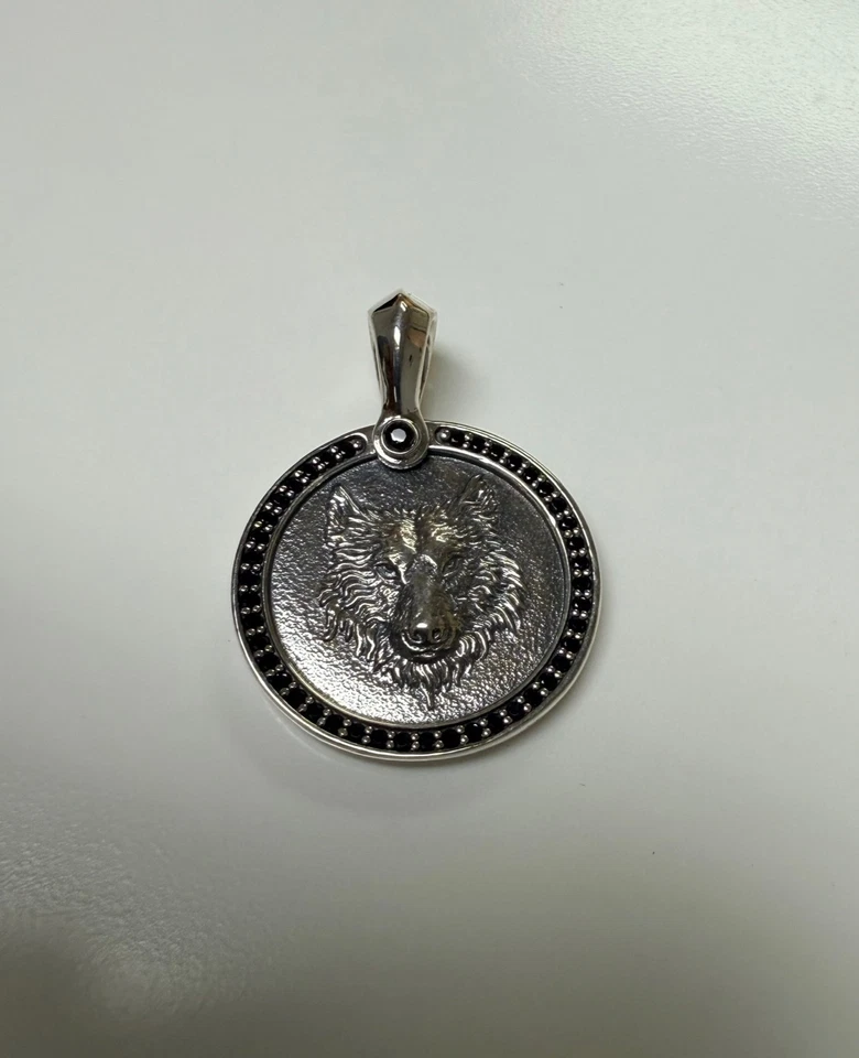 David Yurman .925 Sterling Silver Petrvs Wolf Black Diamonds Pendant - Image 1 of 3