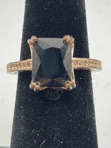 Copper Ring With Emerald Cut Black Stone Size 4.75 - Picture 1 of 6
