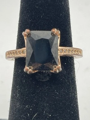 Copper Ring With Emerald Cut Black Stone Size 4.75 - Image 1 of 4