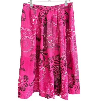 LAFAYETTE 148 NUEVA YORK | Falda midi vintage de lino cachemir rosa años 90 | Talla 6 Foto 1 de 4