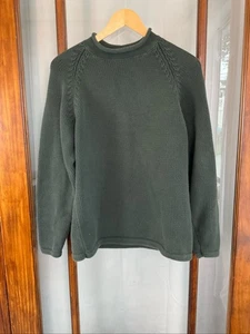 VINTAGE J Crew Sweater Mens Medium Green Roll Neck Cotton Fisherman Oarsman Tag - Picture 1 of 7