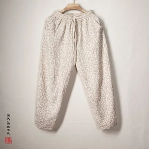 Pantalone lino primaverile vita media coulisse risvolto casual cotone largo nuovo - Foto 1 di 21